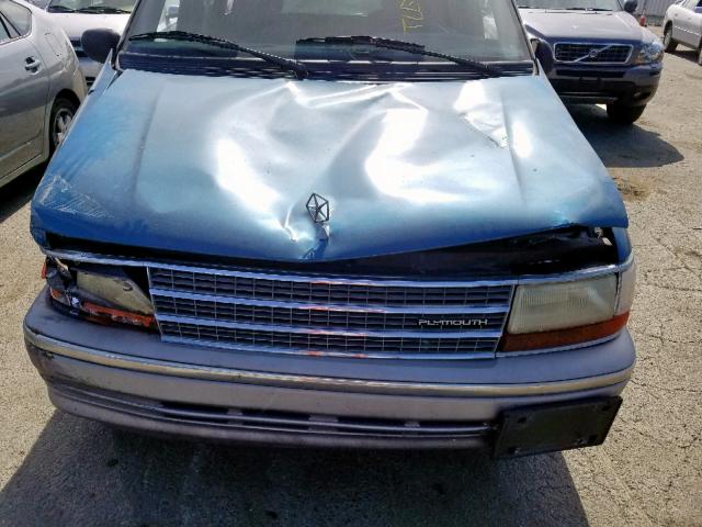2P4GH5535NR553808 - 1992 PLYMOUTH VOYAGER LE BLUE photo 7