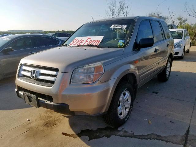 5FNYF28197B038140 - 2007 HONDA PILOT LX GOLD photo 2