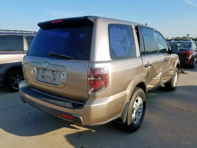 5FNYF28197B038140 - 2007 HONDA PILOT LX GOLD photo 4