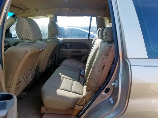 5FNYF28197B038140 - 2007 HONDA PILOT LX GOLD photo 6