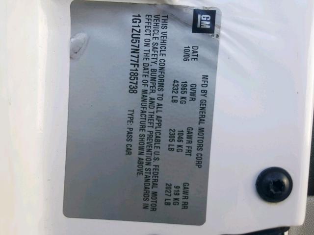 1G1ZU57N77F185738 - 2007 CHEVROLET MALIBU LTZ თეთრი ფოტო 10