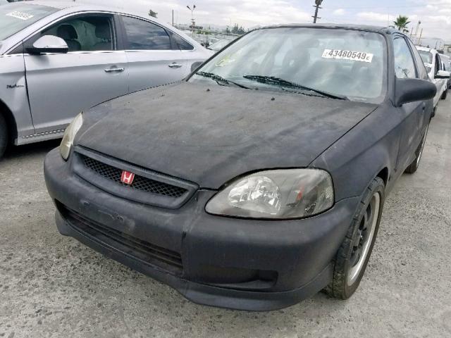 1HGEJ6220WL054797 - 1998 HONDA CIVIC DX BLACK photo 2