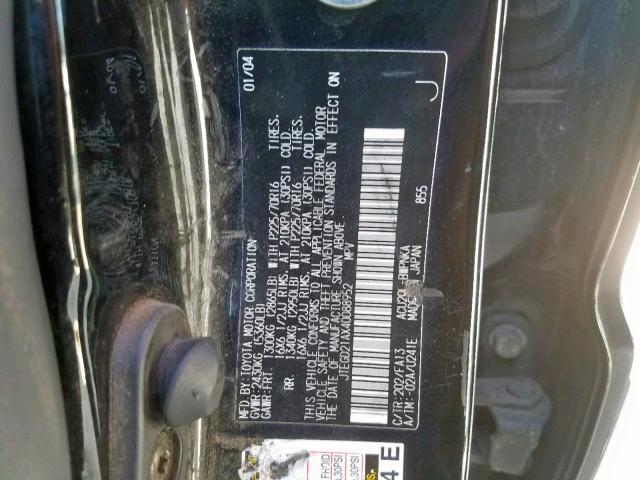 JTEGD21AX40088952 - 2004 TOYOTA HIGHLANDER BLACK photo 10