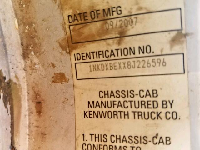 1NKDXBEXX8J226596 - 2008 KENWORTH CONSTRUCTI BLACK photo 10