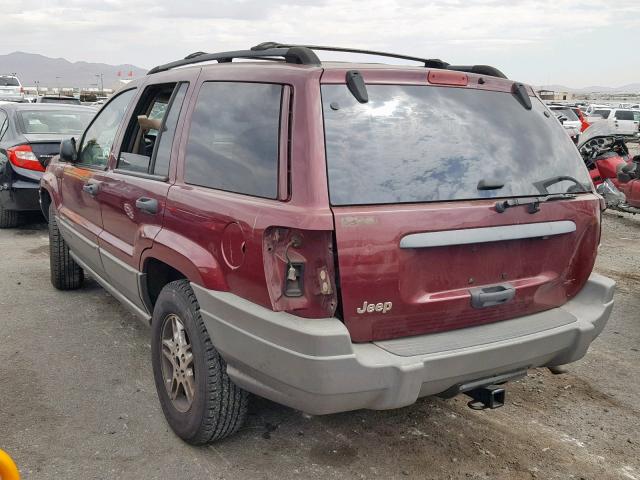 1J8GX48S52C146086 - 2002 JEEP GRAND CHER BURGUNDY photo 3