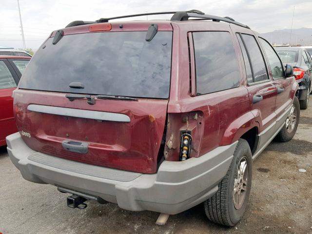 1J8GX48S52C146086 - 2002 JEEP GRAND CHER BURGUNDY photo 4