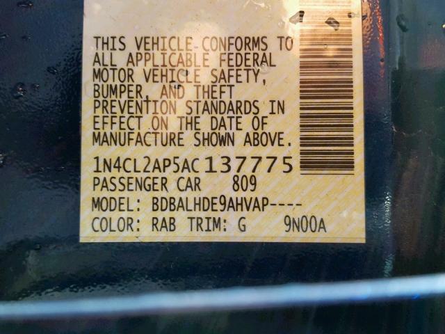 1N4CL2AP5AC137775 - 2010 NISSAN ALTIMA HYB BLUE photo 10