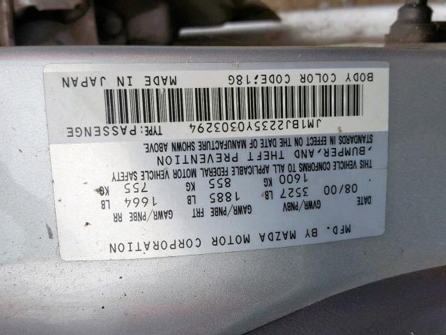 JM1BJ2235Y0303294 - 2000 MAZDA PROTEGE ES 银色 照片 10