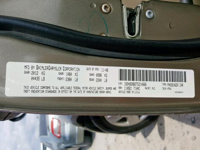 1B3HB28B27D210666 - 2007 DODGE CALIBER BROWN photo 10