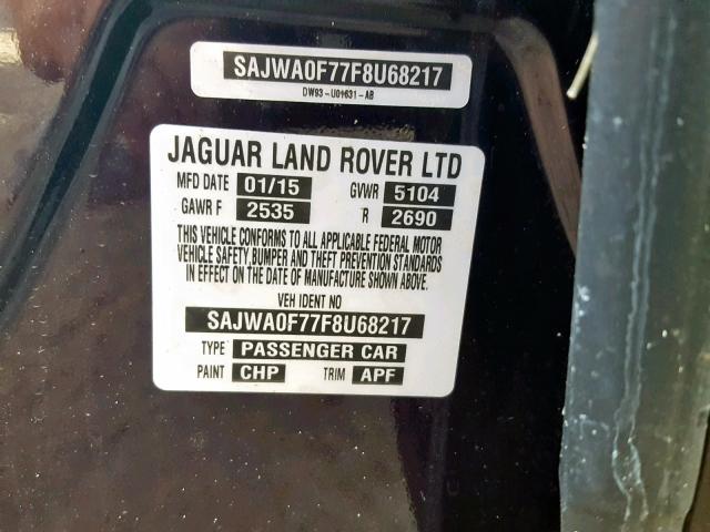 SAJWA0F77F8U68217 - 2015 JAGUAR XF 3.0 SPO BLACK photo 10