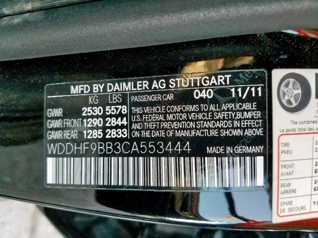 WDDHF9BB3CA553444 - 2012 MERCEDES-BENZ E 550 4MAT BLACK photo 10