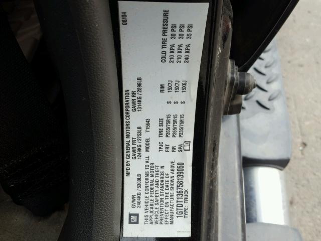 1GTDT136758139050 - 2005 GMC CANYON BLACK photo 10