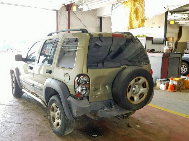 1J4GL48K84W259030 - 2004 JEEP LIBERTY SP GREEN photo 3