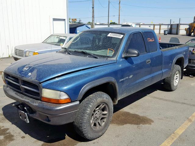 1B7GG12X02S562790 - 2002 DODGE DAKOTA BAS BLUE photo 2