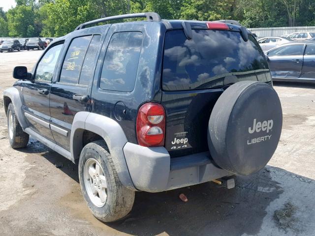 1J4GL48K05W631011 - 2005 JEEP LIBERTY SP BLACK photo 3