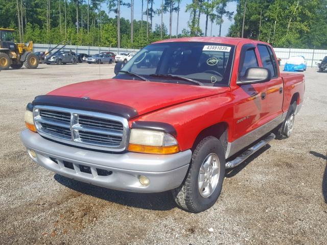 1B7HL48N02S562053 - 2002 DODGE DAKOTA QUA RED photo 2