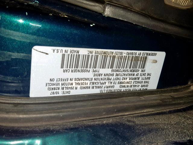 4S3BD675XW7206055 - 1998 SUBARU LEGACY GT BLUE photo 10