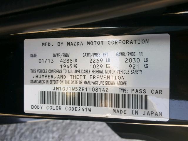 JM1GJ1W52E1108142 - 2014 MAZDA 6 GRAND TO BLACK photo 10