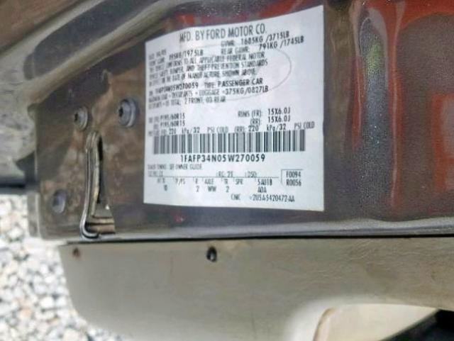 1FAFP34N05W270059 - 2005 FORD FOCUS ZX4 GRAY photo 10