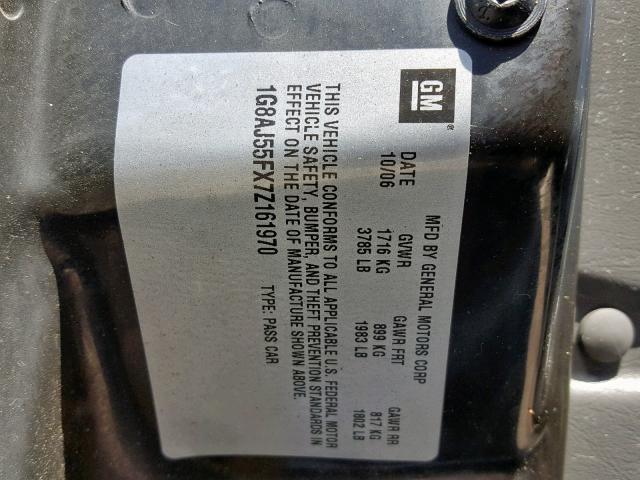 1G8AJ55FX7Z161970 - 2007 SATURN ION LEVEL GRAY photo 10