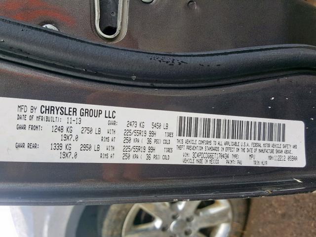 3C4PDCDG6ET170434 - 2014 DODGE JOURNEY LI GRAY photo 10