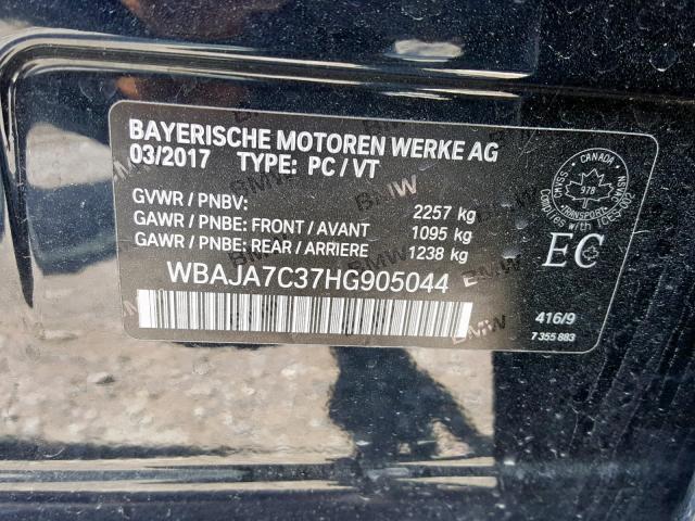 WBAJA7C37HG905044 - 2017 BMW 530 XI BLUE photo 10
