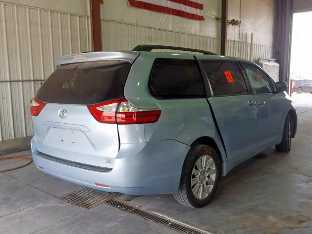 5TDJK3DCXFS112766 - 2015 TOYOTA SIENNA LE BLUE photo 4