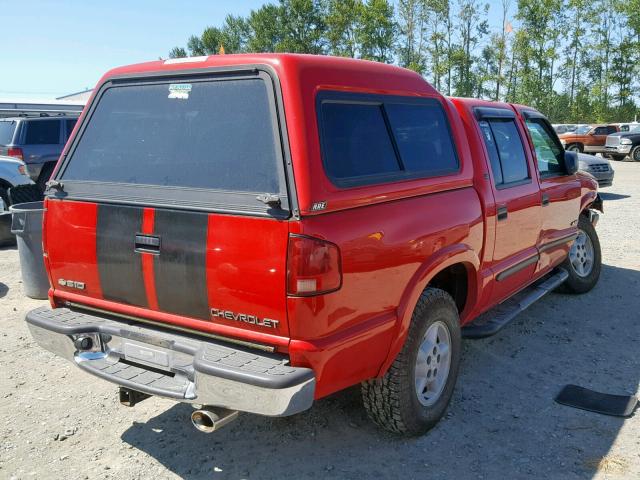 1GCDT13W11K163583 - 2001 CHEVROLET S TRUCK S1 RED photo 4