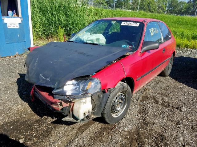 2HGEJ6448TH115613 - 1996 HONDA CIVIC DX RED photo 2