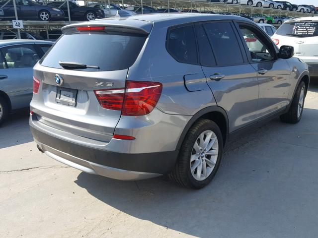 5UXWX9C54D0A30000 - 2013 BMW X3 XDRIVE2 SILVER photo 4