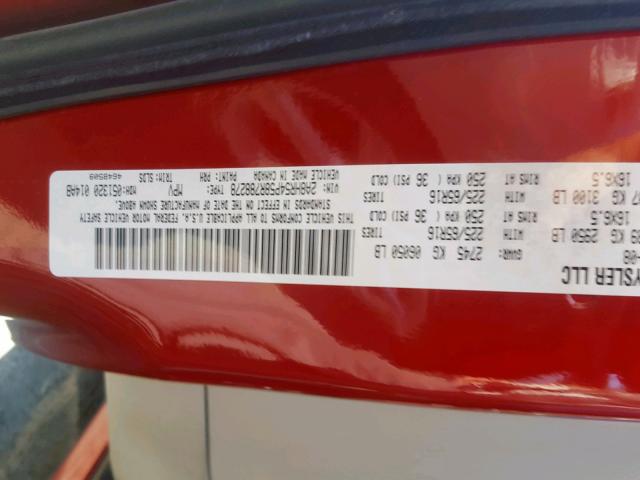 2A8HR54P58R788278 - 2008 CHRYSLER TOWN & COU RED photo 10