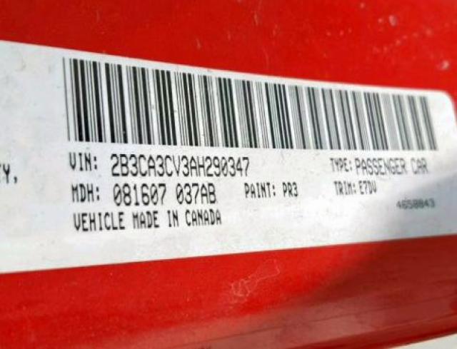 2B3CA3CV3AH290347 - 2010 DODGE CHARGER SX RED photo 10