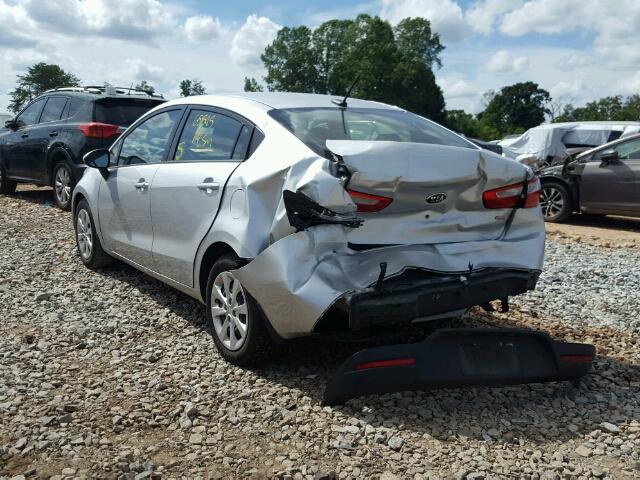 KNADM4A31E6395233 - 2014 KIA RIO LX SILVER photo 3