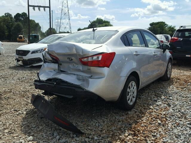 KNADM4A31E6395233 - 2014 KIA RIO LX SILVER photo 4