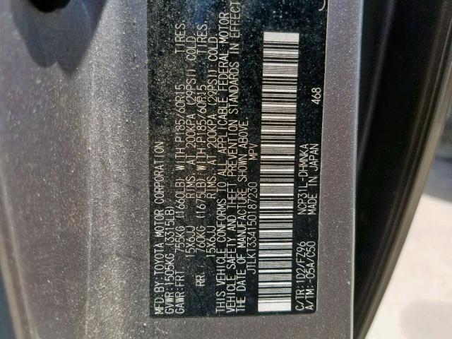 JTLKT334150187230 - 2005 TOYOTA SCION XB 灰色 照片 10