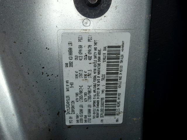 3D7KU28D13G822795 - 2003 DODGE RAM 2500 S Արծաթագույն լուսանկար 10