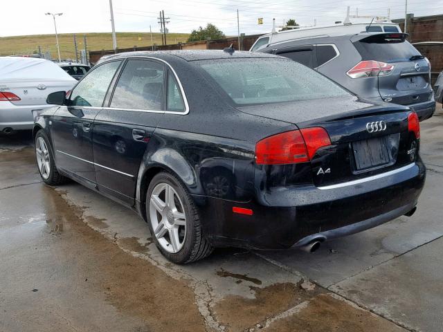 WAUAF78EX8A125859 - 2008 AUDI A4 2.0T BLACK photo 3