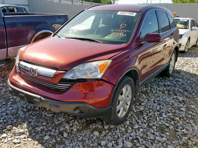 JHLRE48738C071546 - 2008 HONDA CR-V EXL MAROON photo 2