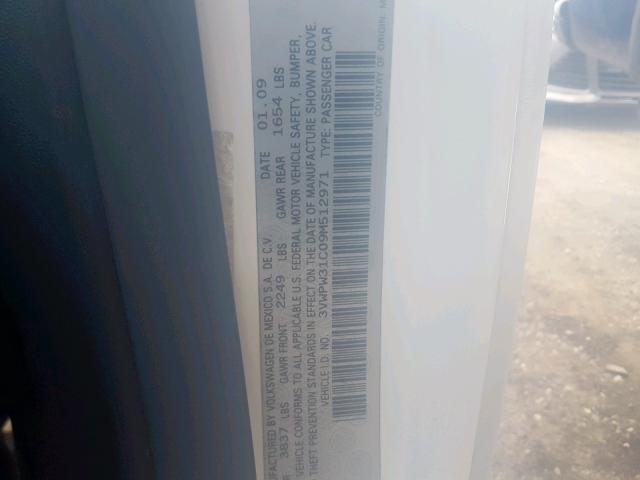 3VWPW31C09M512971 - 2009 VOLKSWAGEN NEW BEETLE თეთრი ფოტო 10