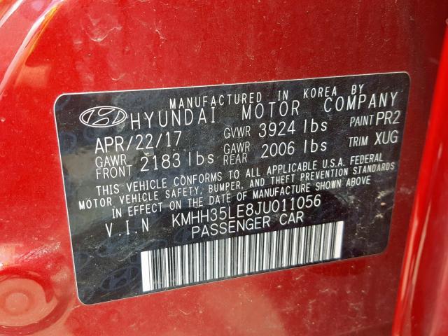 KMHH35LE8JU011056 - 2018 HYUNDAI ELANTRA GT RED photo 10