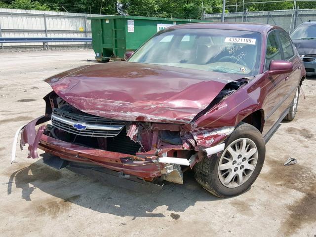 2G1WF55E129207377 - 2002 CHEVROLET IMPALA RED photo 2