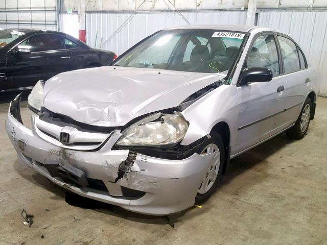 1HGES16305L017380 - 2005 HONDA CIVIC DX V SILVER photo 2