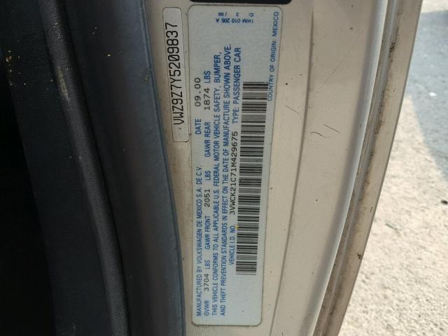 3VWCK21C71M429675 - 2001 VOLKSWAGEN NEW BEETLE Gümüş foto 10