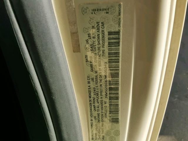 3VWSG31C67M505348 - 2007 VOLKSWAGEN NEW BEETLE Creme Foto 10