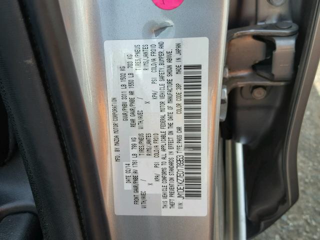 JM1DE1KZ7E0178953 - 2014 MAZDA MAZDA2 SPO GRAY photo 10