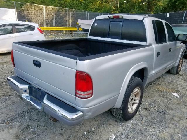 1B7HL48N42S697780 - 2002 DODGE DAKOTA QUA SILVER photo 4