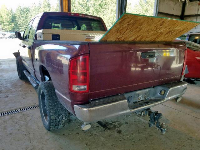 3D7KU28DX3G705281 - 2003 DODGE RAM 2500 S მუქწითელი ფოტო 3