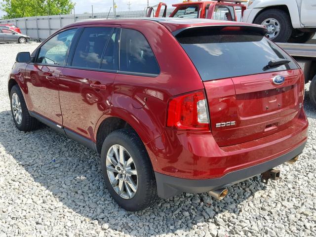 2FMDK4JC1DBC73332 - 2013 FORD EDGE SEL RED photo 3