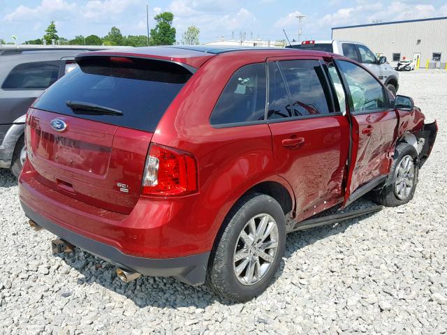 2FMDK4JC1DBC73332 - 2013 FORD EDGE SEL RED photo 4