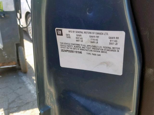 2G2WP552661181846 - 2006 PONTIAC GRAND PRIX BLUE photo 10